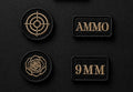 Set a four luxury tactical embroidered patches one target one rose one ammo and 9MM