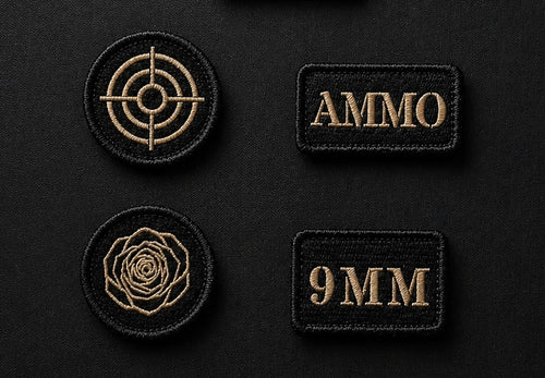Set a four luxury tactical embroidered patches one target one rose one ammo and 9MM